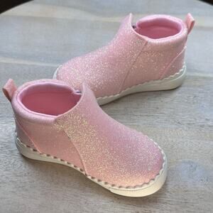 Cupcakes and Cashmere Girls Sneaker Boots Size 7 Pink Glitter Boots Side Zip